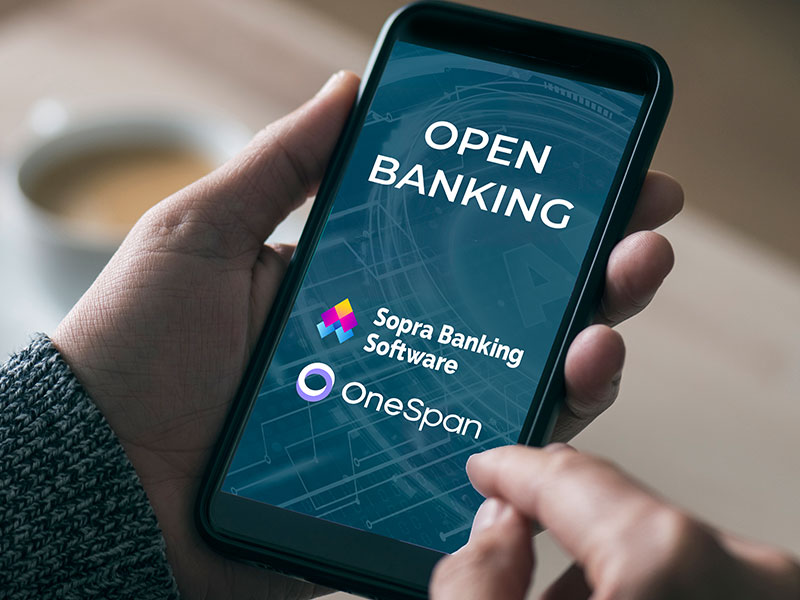 man and text open banking in smartphone