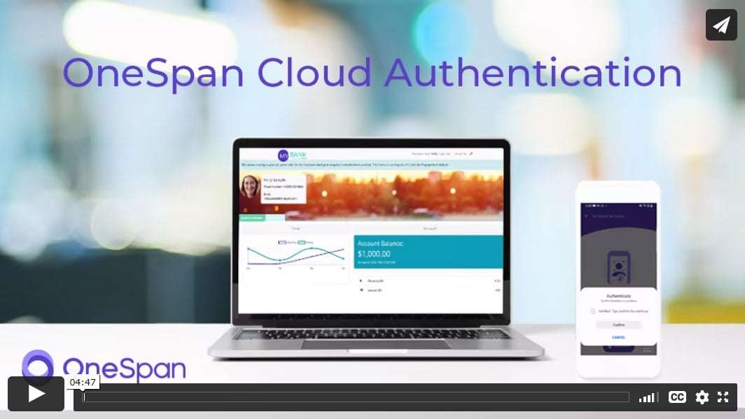 OneSpan Cloud Authentication Demo on a laptop