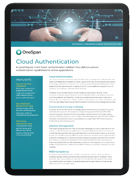 Fiche technique OneSpan Cloud Authentication