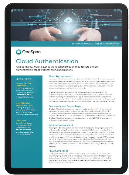 OneSpan Cloud Authentication Datasheet