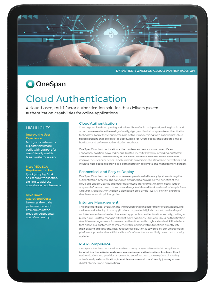 OneSpan Cloud Authentication Datasheet