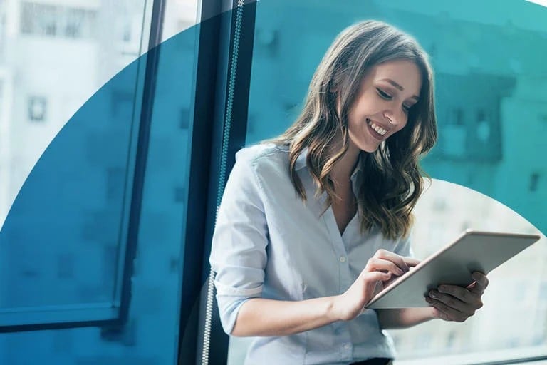 Woman signing agreement on tablet