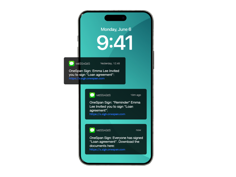 Multi-channel notification with SMS notification for business agreements