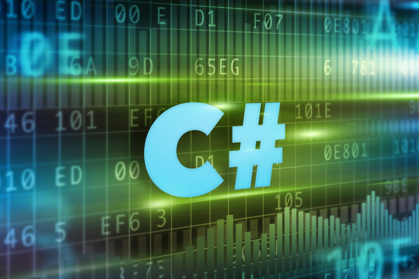 Grüner Hintergrund des C # -Konzepts mit blauem Text