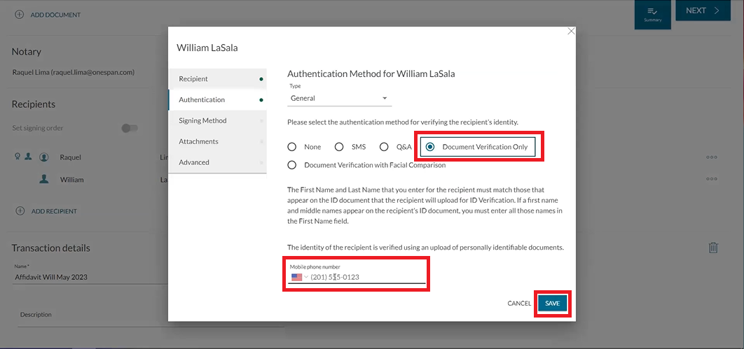 Identity verification for remote notarization