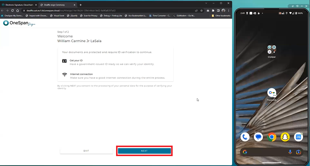 Identity verification for remote notarization