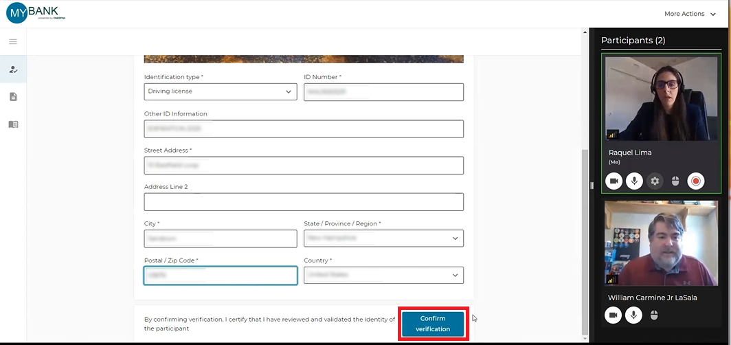 The notary enters additional information and clicks ‘Confirm verification’.