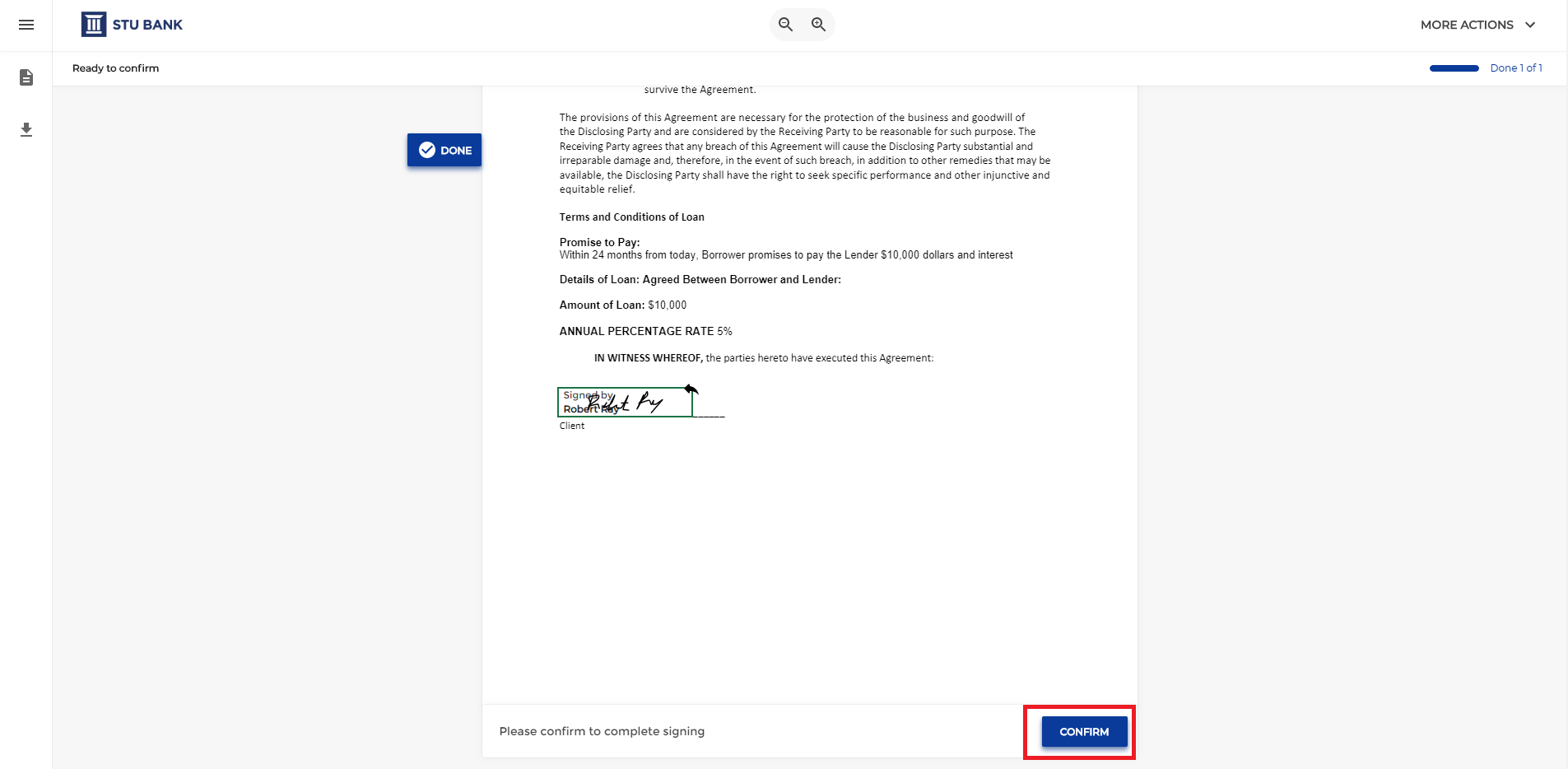 As a final confirmation that the signing process is complete, digital encryption is applied to the document. 