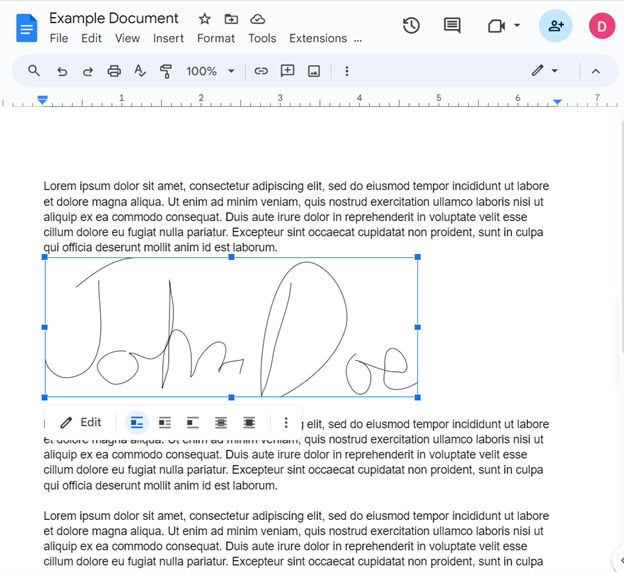 Electronic Signature in Google Docs