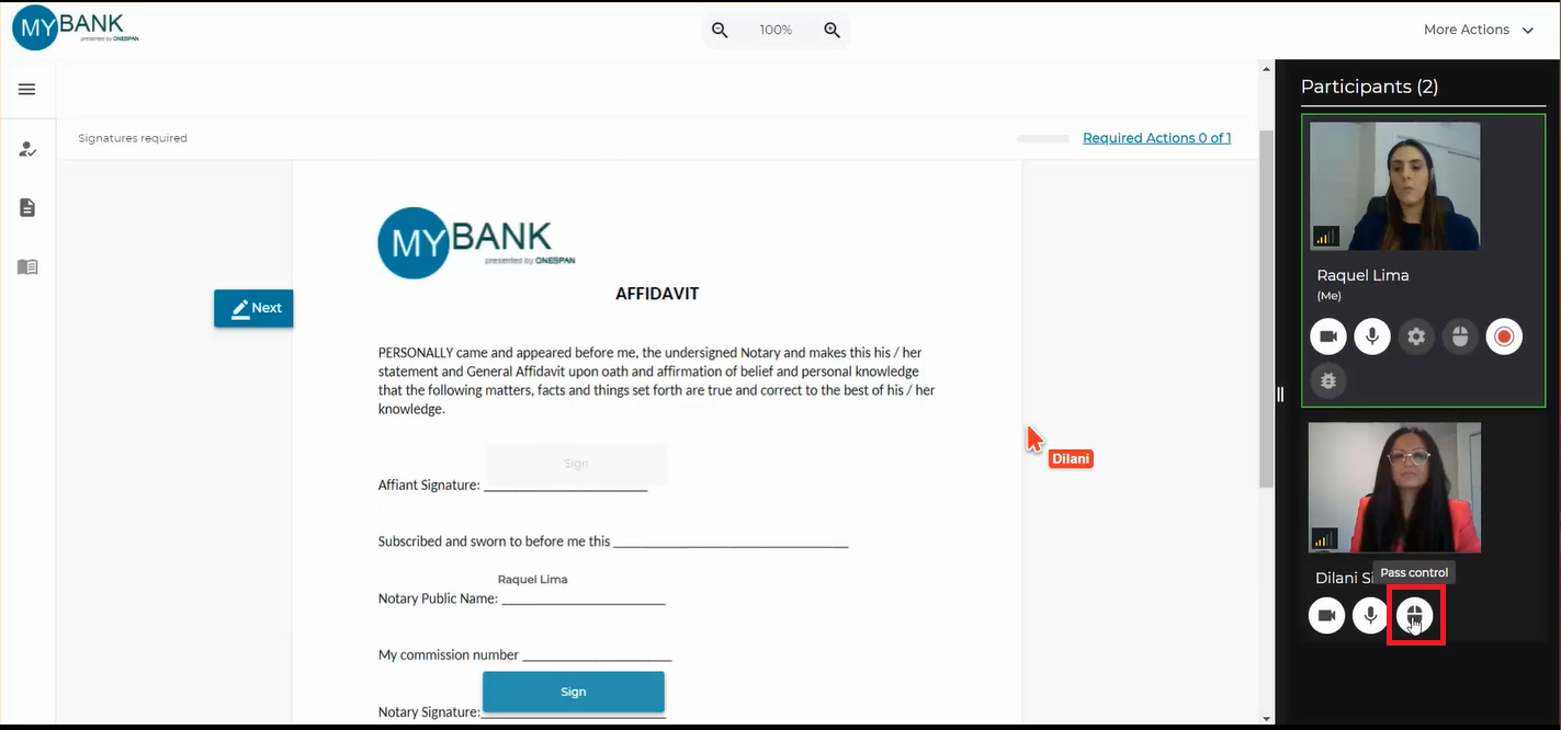 The signer reads and signs the required areas of the document then clicks ‘Confirm’. 