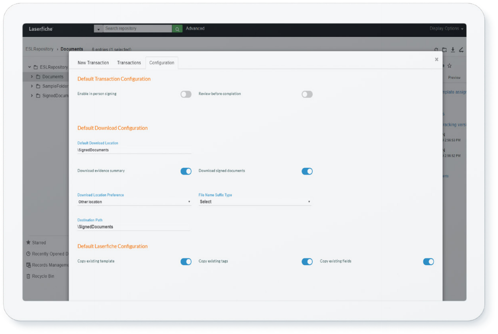 OneSpan Sign for Laserfiche Web Client