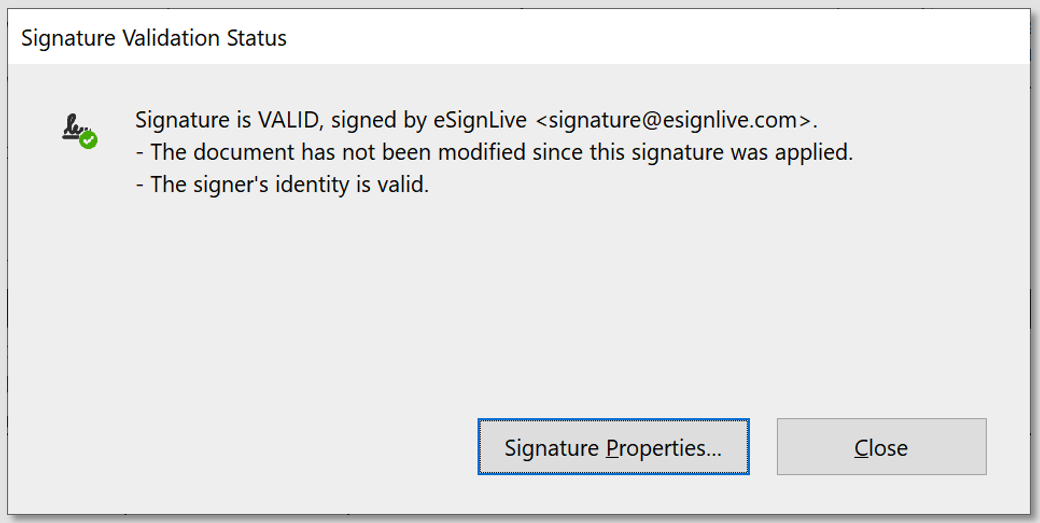 Signature Validation Status