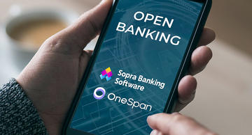 man and text open banking in smartphone