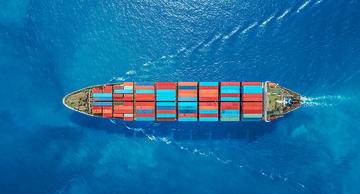 aerial top view container ship Park for import export logistics