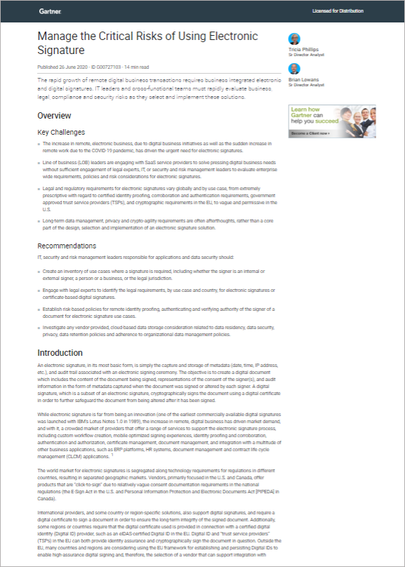 Managing the Critical Risks of Using ESignature for Remote Use Cases