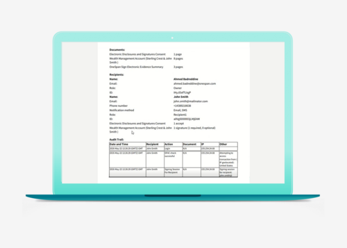 Signed documents and audit trail