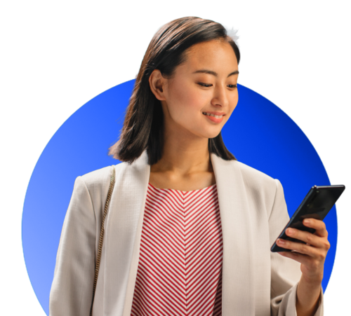 Women in circle with phone