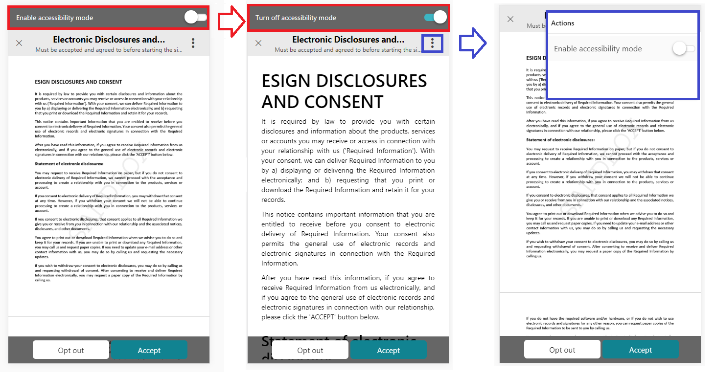 OneSpan Sign Accessibility Support mobile