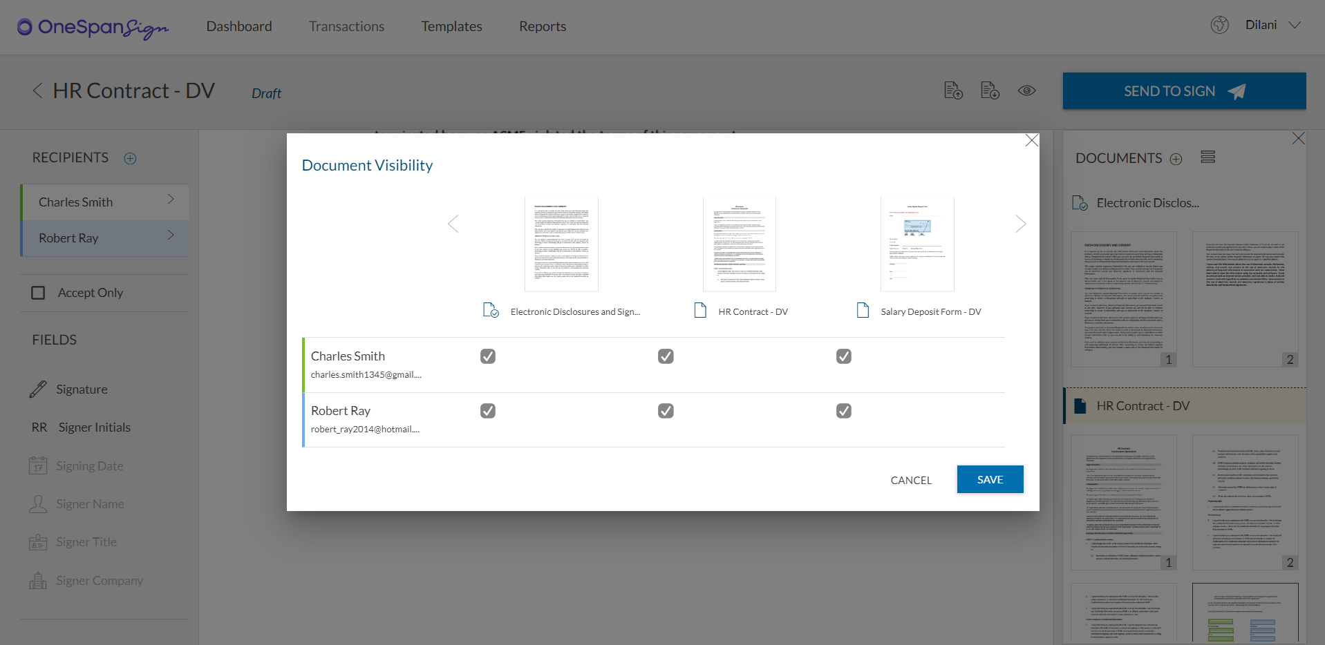 Document visibility step 3