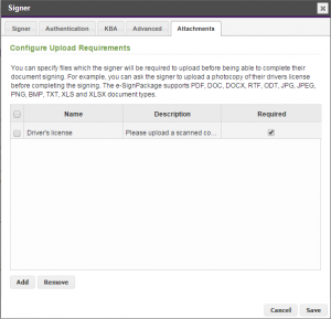 manage attachment esignlive