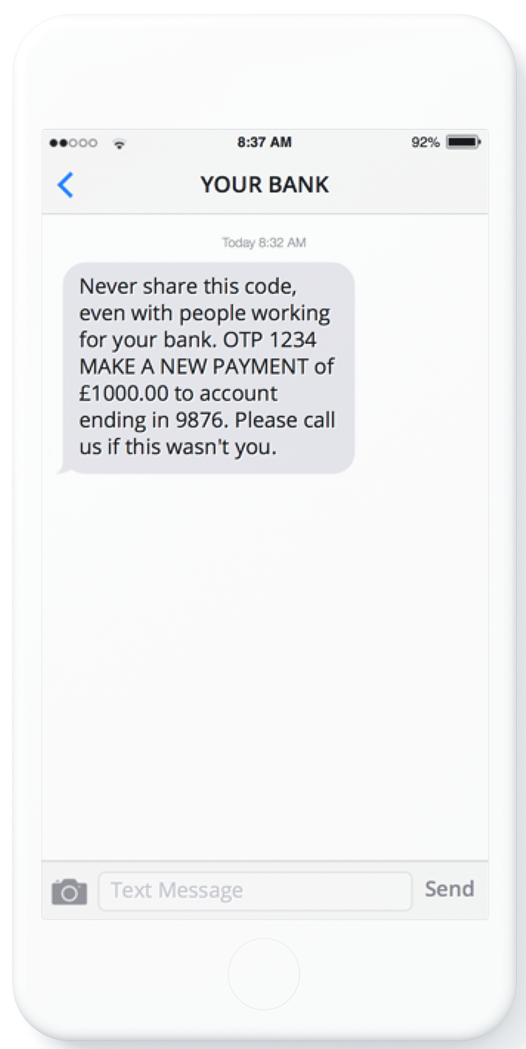 TAN por SMS para serviços bancários online