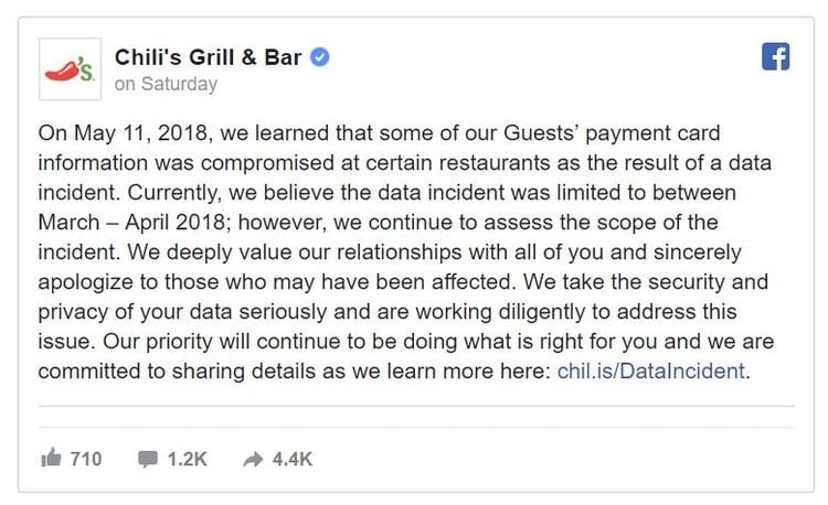 Banco de dados de Chili no Facebook